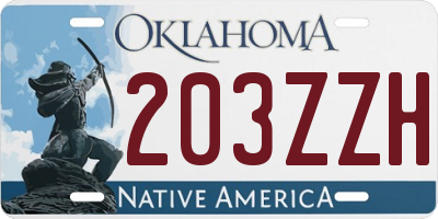 OK license plate 203ZZH