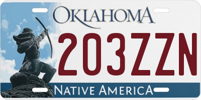 OK license plate 203ZZN