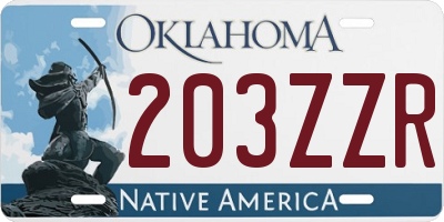 OK license plate 203ZZR
