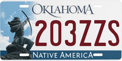 OK license plate 203ZZS