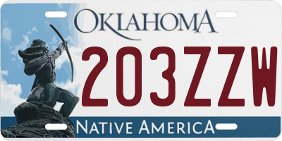 OK license plate 203ZZW