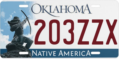 OK license plate 203ZZX