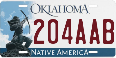 OK license plate 204AAB