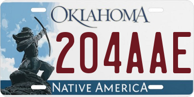 OK license plate 204AAE