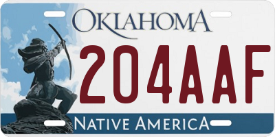 OK license plate 204AAF