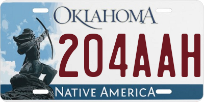 OK license plate 204AAH