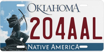 OK license plate 204AAL