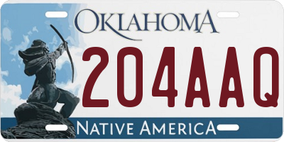 OK license plate 204AAQ