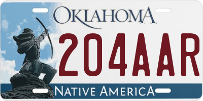OK license plate 204AAR