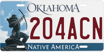 OK license plate 204ACN