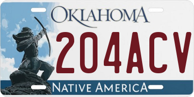 OK license plate 204ACV