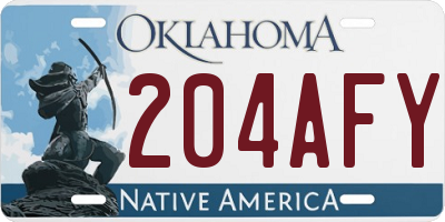 OK license plate 204AFY