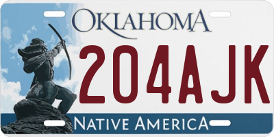 OK license plate 204AJK