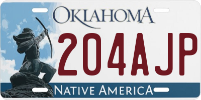 OK license plate 204AJP