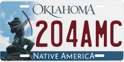 OK license plate 204AMC