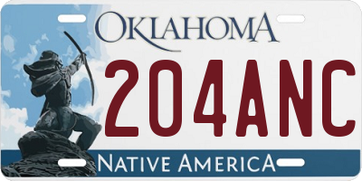OK license plate 204ANC