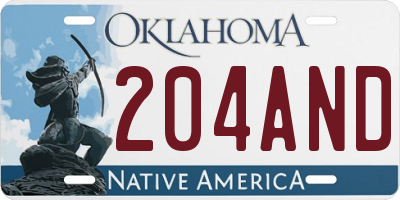 OK license plate 204AND