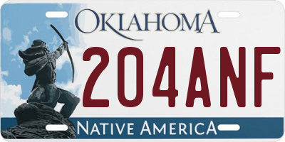 OK license plate 204ANF