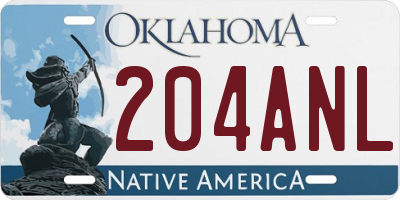 OK license plate 204ANL