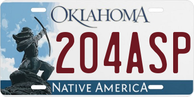 OK license plate 204ASP