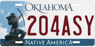 OK license plate 204ASY