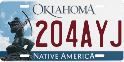 OK license plate 204AYJ