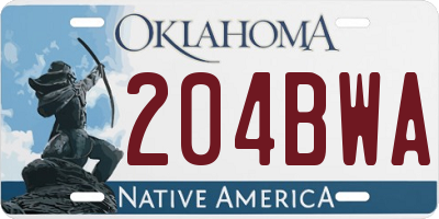 OK license plate 204BWA