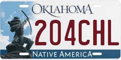 OK license plate 204CHL