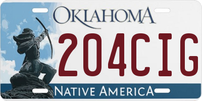 OK license plate 204CIG