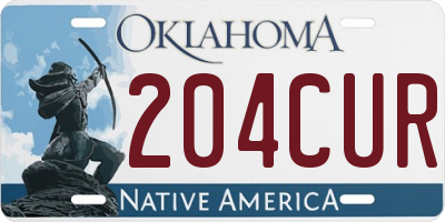 OK license plate 204CUR