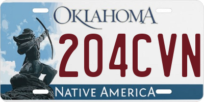 OK license plate 204CVN