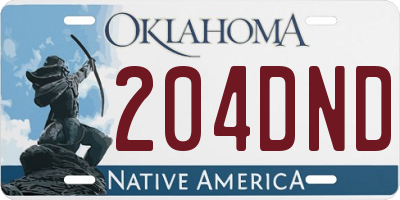 OK license plate 204DND