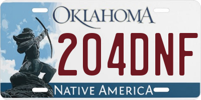 OK license plate 204DNF