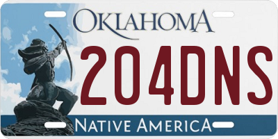 OK license plate 204DNS