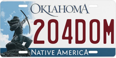 OK license plate 204DOM