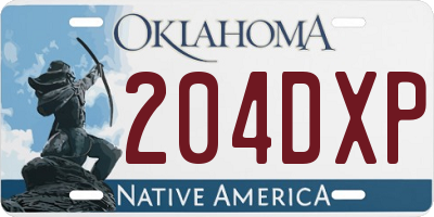 OK license plate 204DXP