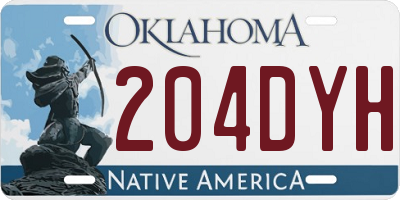 OK license plate 204DYH