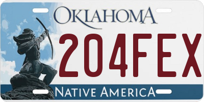 OK license plate 204FEX