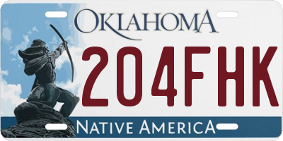 OK license plate 204FHK