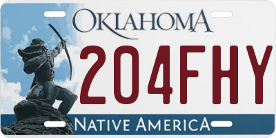 OK license plate 204FHY