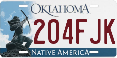 OK license plate 204FJK