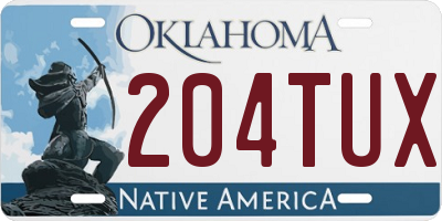 OK license plate 204TUX