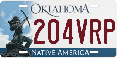 OK license plate 204VRP