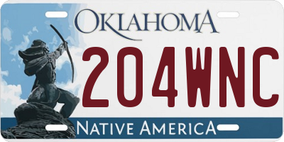 OK license plate 204WNC