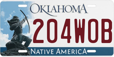 OK license plate 204WOB