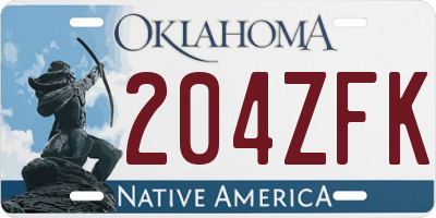 OK license plate 204ZFK