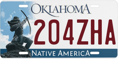 OK license plate 204ZHA
