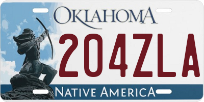 OK license plate 204ZLA