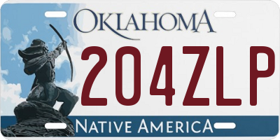 OK license plate 204ZLP