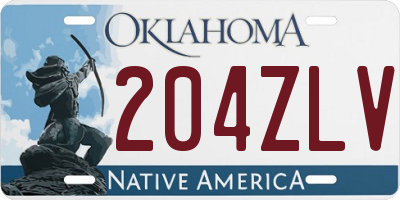 OK license plate 204ZLV